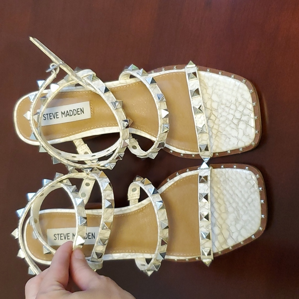 COPY - Steve Madden studded white heeled sandals 6.5